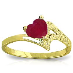 Genuine 1 ctw Ruby Ring Jewelry 14KT Yellow Gold - REF-43W2Y