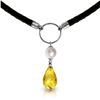 Genuine 7.5 ctw Citrine & Pearl Necklace Jewelry 14KT White Gold - REF-52Y9F