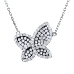 Genuine 0.73 TCW 18K White Gold Ladies Necklace - REF-87K5R