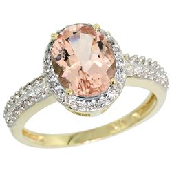Natural 1.86 ctw Morganite & Diamond Engagement Ring 14K Yellow Gold - REF-50G3M