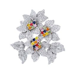 7.55 CTW 18K White Gold Ladies Brooch - REF-633W2H