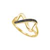 Image 1 : 0.11 CTW Black Colored Diamond Infinity Ring 10K Yellow Gold