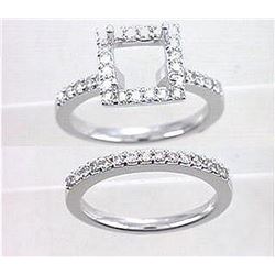 14K White Gold 0.75CTW Diamond Wedding Ring Set - REF-81M6F