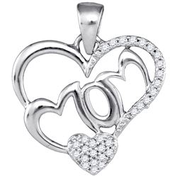 0.15 CTW Natural Diamond Heart Love Mom Pendant 10K White Gold