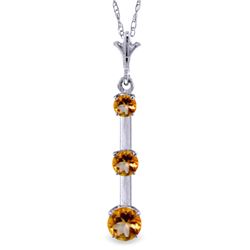 Genuine 1.25 ctw Citrine Necklace Jewelry 14KT White Gold - REF-29Y3F