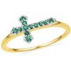 Image 1 : 0.13 CTW Lab-Created Emerald Christian Cross Band 10K Yellow Gold