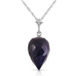 Genuine 12.9 ctw Sapphire Necklace Jewelry 14KT White Gold - REF-22M2T