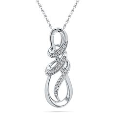 0.1 CTW Natural Diamond Infinity Pendant 10K White Gold