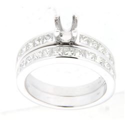 14K White Gold 2CTW Diamond Wedding Ring Set - REF-310M5F