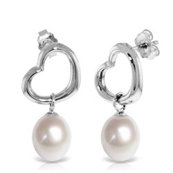 Genuine 8 ctw Pearl Earrings Jewelry 14KT White Gold - REF-39V4W