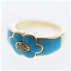Image 1 : Inlay Turquoise Diamond Ring in 14K Yellow Gold - REF-52H7W