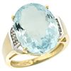 Image 1 : Natural 11.02 ctw Aquamarine & Diamond Engagement Ring 10K Yellow Gold - REF-137Y4X