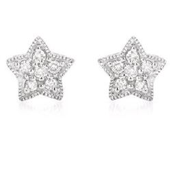 14K White Gold 0.18CTW Diamond Earring - REF-27H3W