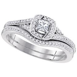 0.33 CTW Natural Princess Diamond Bridal Engagement Ring 10K White Gold