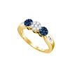 0.5 CTW Blue Colored Diamond Cluster Ring 10K Yellow Gold