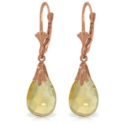 Genuine 6 ctw Citrine Earrings Jewelry 14KT Rose Gold - REF-27R8P