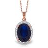 Genuine 6.58 ctw Sapphire & Diamond Necklace Jewelry 14KT Rose Gold - REF-103M5T