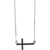 Image 1 : 0.1 CTW Black Colored Diamond Small Horizontal Christian Cross Pendant 10K White Gold
