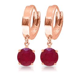 Genuine 2.5 ctw Ruby Earrings Jewelry 14KT Rose Gold - REF-33K6V