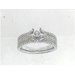 14K White Gold 0.58CTW Diamond Wedding Ring Set - REF-76H6W