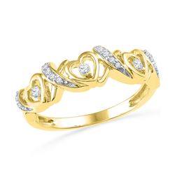 0.13 CTW Natural Diamond Heart Love Band 10K Yellow Gold