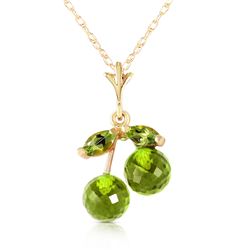 Genuine 1.45 ctw Peridot Necklace Jewelry 14KT Yellow Gold - REF-17H3X