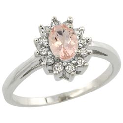 Natural 0.64 ctw Morganite & Diamond Engagement Ring 14K White Gold - REF-49H7W