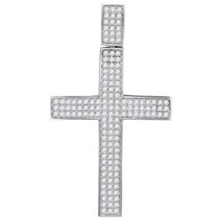 3.25 CTW Mens Natural Diamond Roman Cross Faith Charm Pendant 10K White Gold