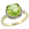 Image 1 : Natural 4.11 ctw Peridot & Diamond Engagement Ring 10K Yellow Gold - REF-38F2N