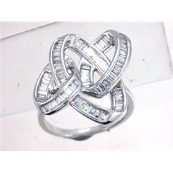 14K White Gold 1.1CTW Baguette Diamond Rings - REF-151Y5X