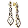 Image 1 : 1.50 CTW Cognac-brown Colored Diamond Dangle Earrings 10K Yellow Gold