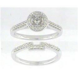 14K White Gold 0.41CTW Diamond Wedding Ring Set - REF-77A8N