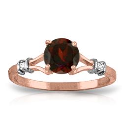 Genuine 1.07 ctw Garnet & Diamond Ring Jewelry 14KT Rose Gold - REF-27H8X