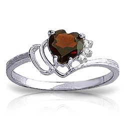 Genuine 0.97 ctw Garnet & Diamond Ring Jewelry 14KT White Gold - REF-29W7Y