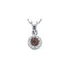 Image 1 : 0.5 CTW Cognac-brown Colored Diamond Flower Cluster Circle Pendant 14K White Gold