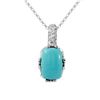 Image 1 : 14K Gold 5.53 CTW Turquoise & Diamond Necklace - REF-52F2M