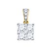 Image 1 : 0.71 CTW Natural Diamond Square Cluster Charm Pendant 18K Yellow Gold