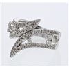 Image 1 : Prong-set Bypass Leaf Diamond Ring in 14K White Gold - REF-107H7W