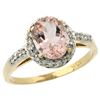 Image 1 : Natural 1.24 ctw Morganite & Diamond Engagement Ring 14K Yellow Gold - REF-37A8V