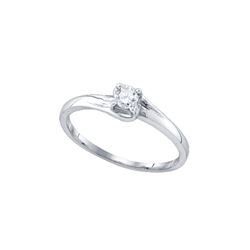 0.11 CTW Natural Diamond Solitaire Promise Bridal Ring 10K White Gold