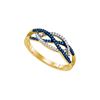Image 1 : 0.2 CTW Blue Colored Diamond Crossover Band 10K Yellow Gold