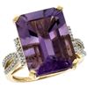 Image 1 : Natural 12.14 ctw amethyst & Diamond Engagement Ring 10K Yellow Gold - REF-53W2K