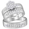 Image 1 : 0.63 CTW His & Hers Natural Diamond Cluster Matching Bridal Ring 14K White Gold