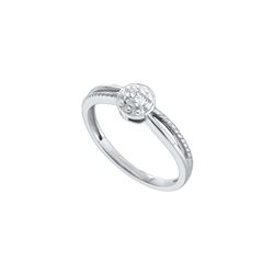 0.05 CTW Natural Diamond Solitaire Split-shank Bridal Promise Ring 10K White Gold