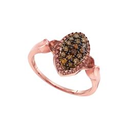 0.22 CTW Cognac-brown Colored Diamond Oval Cluster Ring 10K Rose Gold