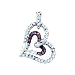 0.3 CTW Cognac-brown Colored Diamond Heart Love Pendant 10K White Gold