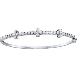 1.50 CTW Natural Diamond Pave-set Bangle Bracelet 14K White Gold
