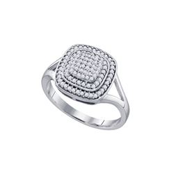 0.33 CTW Natural Diamond Square Cluster Ring 10K White Gold