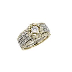 14K TwoTone Gold 0.95CTW Diamond Wedding Ring Set - REF-136K3R