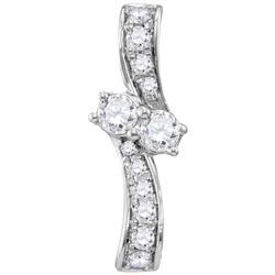 0.25 CTW Natural Diamond 2-stone Hearts Together Pendant 14K White Gold